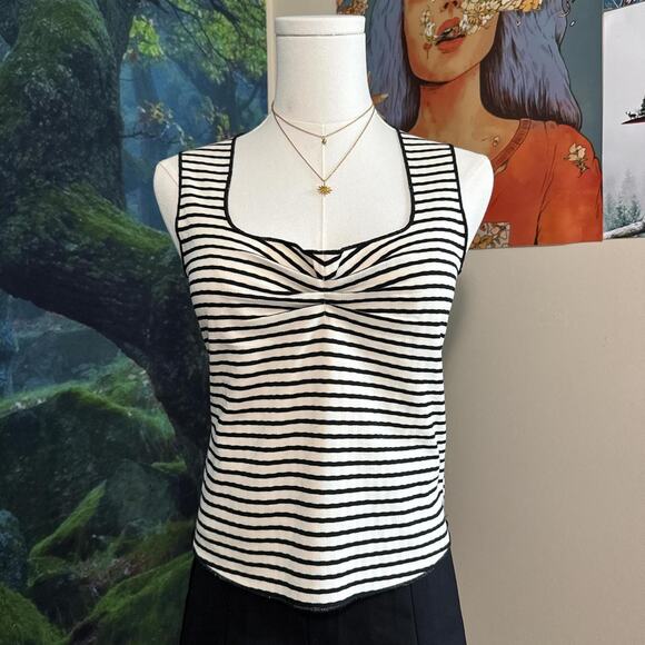 striped ruched tank top miou muse parisian style y2k basic - Picture 2 of 4